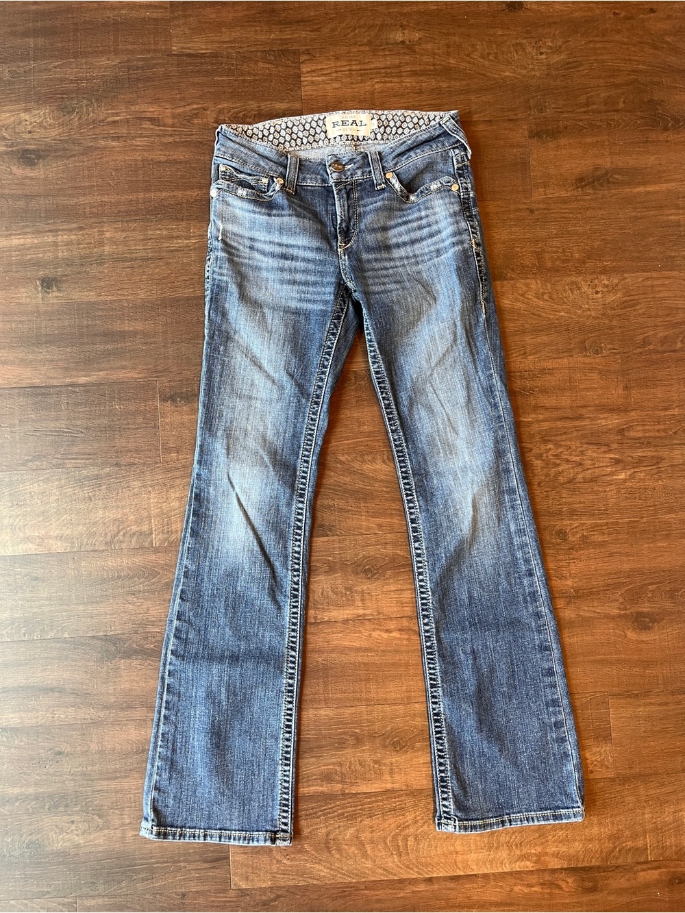 Ariat Real Mid Rise Phoebe Boot Denim Jeans Dark Wash Size 28L